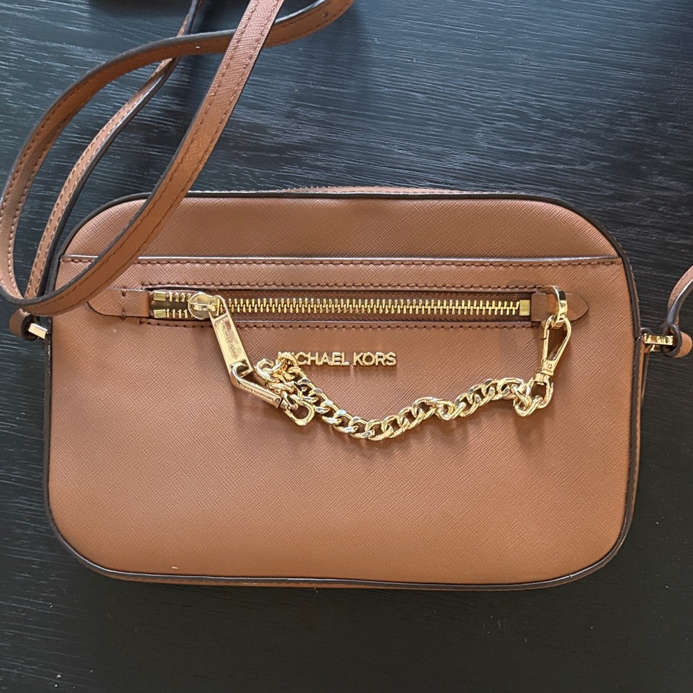 Michael Kors Tan Crossbody Bag with Gold Chain